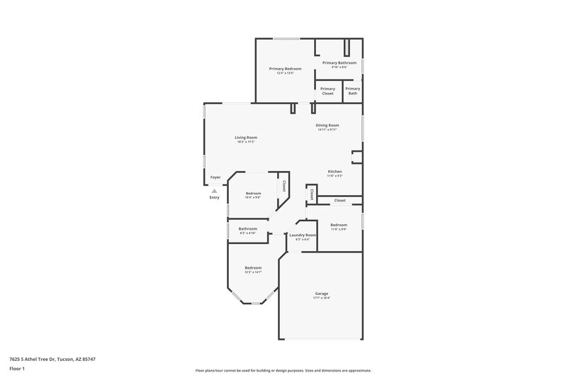 1,885/Mo, 7625 S Athel Tree Dr Tucson, AZ 85747 Floorplan View