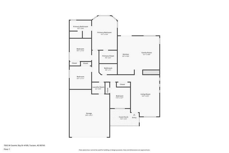 2,045/Mo, 7552 W Cosmic Sky Dr Tucson, AZ 85743 Floor Plan View