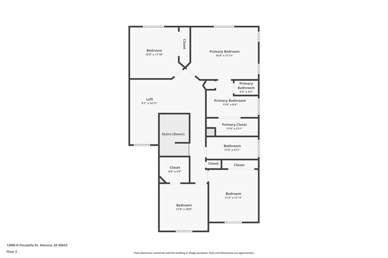 2,115/Mo, 12890 N Pocatella Dr Marana, AZ 85653 Floor Plan View 2