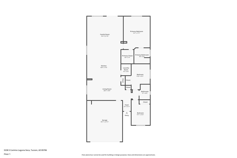 1,895/Mo, 5238 S Camino Laguna Seca Tucson, AZ 85706 Floor Plan View