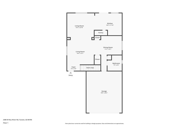 2,000/Mo, 2385 W Rau River Rd Tucson, AZ 85705 Floor Plan View