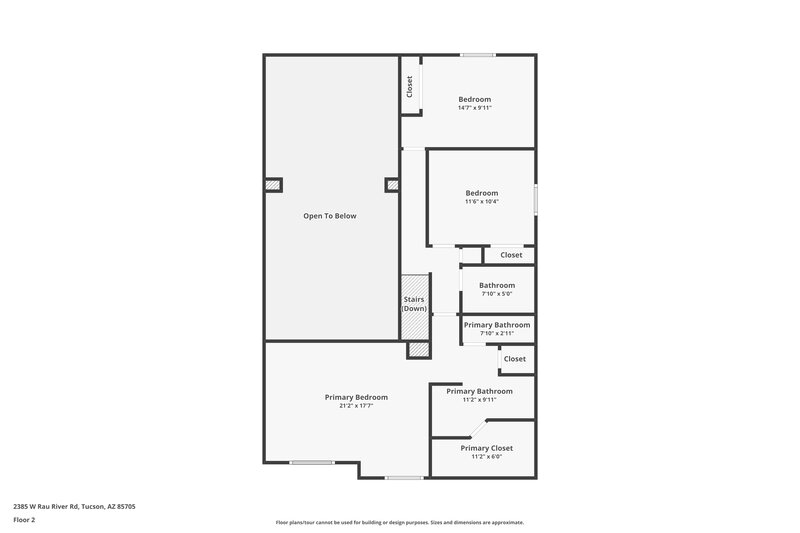 2,000/Mo, 2385 W Rau River Rd Tucson, AZ 85705 Floor Plan View 2
