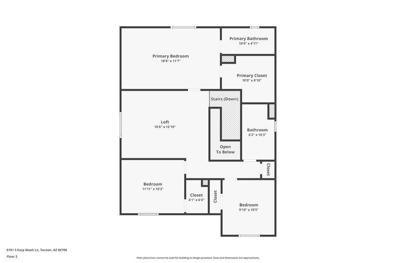 1,775/Mo, 6101 S Earp Wash Ln Tucson, AZ 85706 Floor Plan View 2