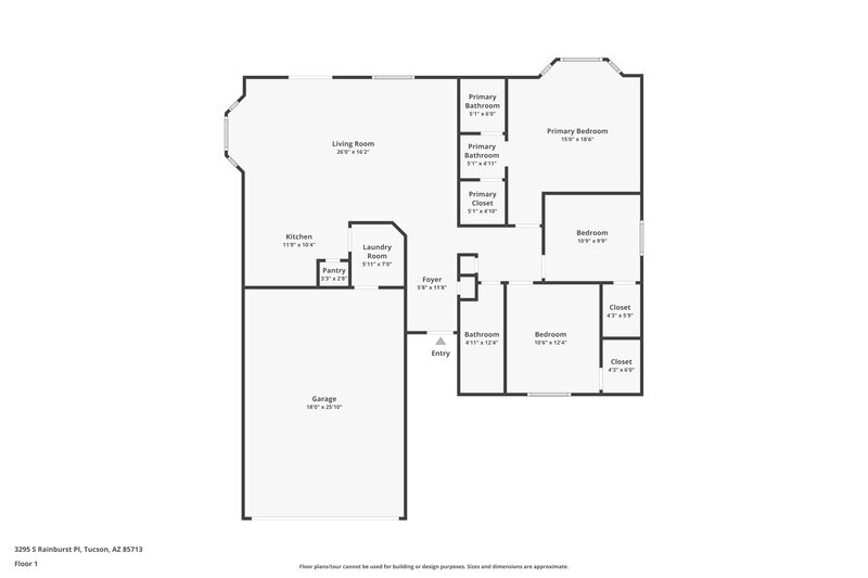 1,575/Mo, 3295 S Rainburst Pl Tucson, AZ 85713 Floor Plan View