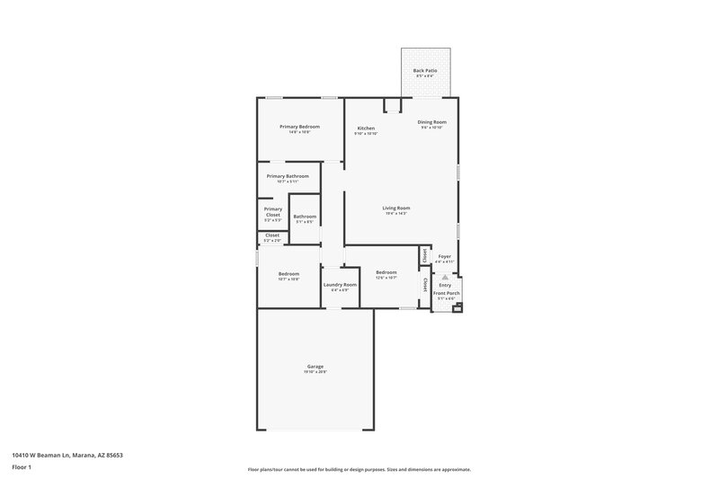 2,035/Mo, 10410 W Beaman Ln Marana, AZ 85653 Floor Plan View