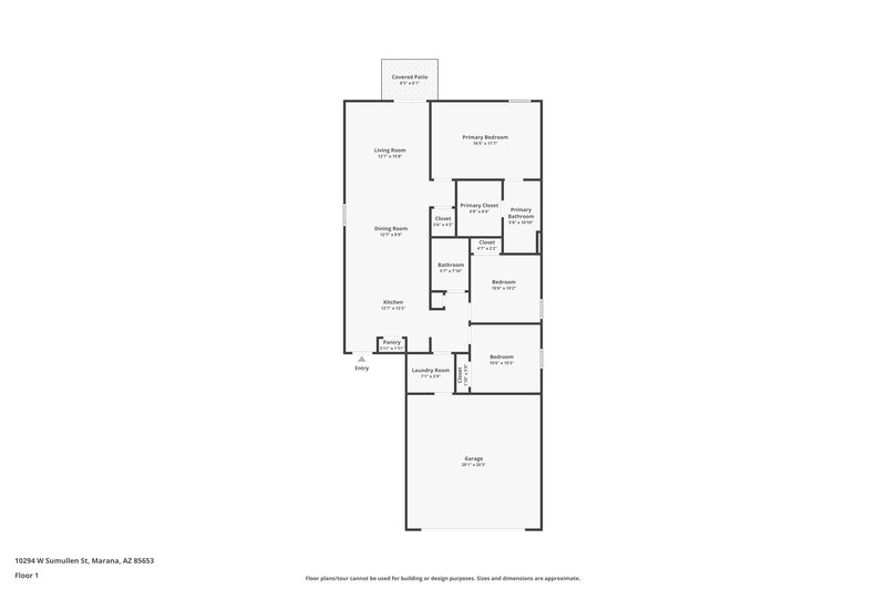 2,065/Mo, 10294 W Sumullen St Marana, AZ 85653 Floor Plan View