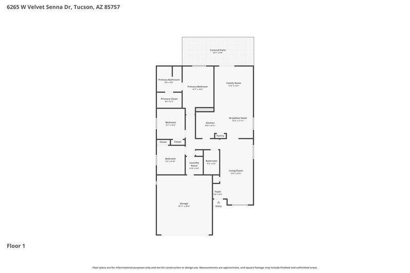 1,730/Mo, 6265 W Velvet Senna Dr Tucson, AZ 85757 Floor Plan View