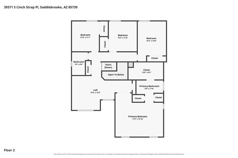 2,105/Mo, 39371 S Cinch Strap Pl Tucson, AZ 85739 Floor Plan View 2