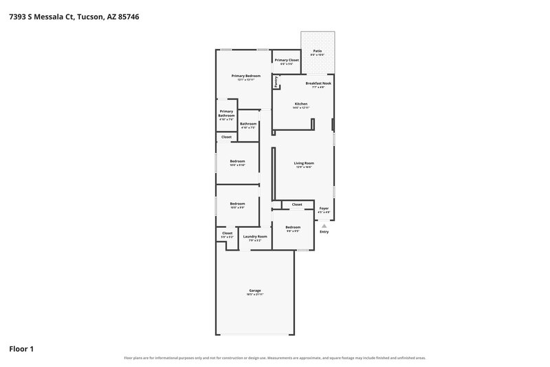 1,685/Mo, 7393 S Messala Ct Tucson, AZ 85746 Floor Plan View
