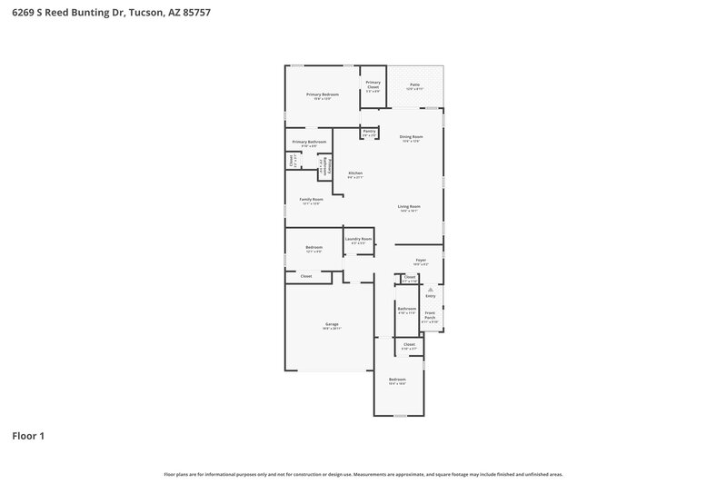 1,675/Mo, 6269 S Reed Bunting Dr Tucson, AZ 85757 Floor Plan View