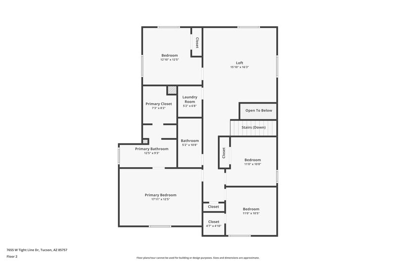 1,895/Mo, 7655 W Tight Line Dr Tucson, AZ 85757 Floor Plan View 2