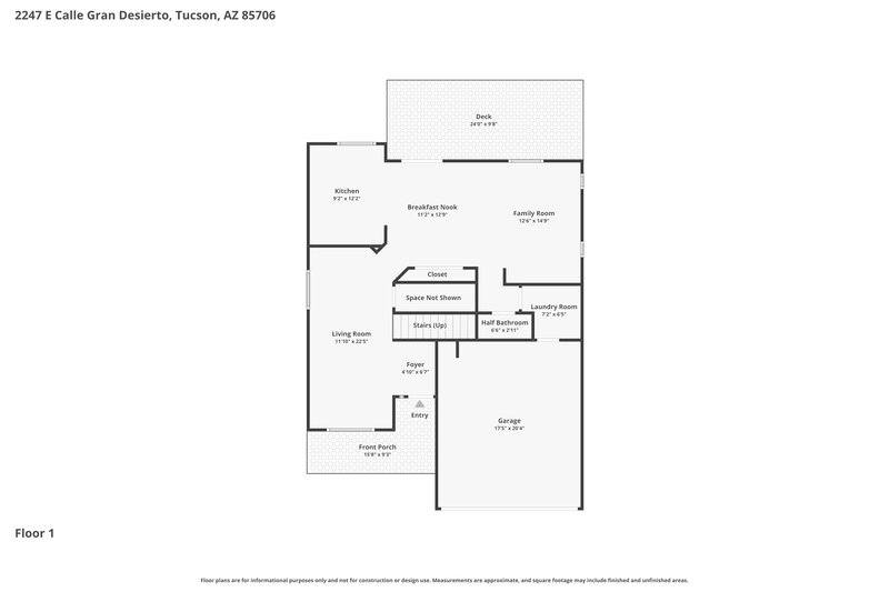 2,155/Mo, 2247 E Calle Gran Desierto Tucson, AZ 85706 Floor Plan View