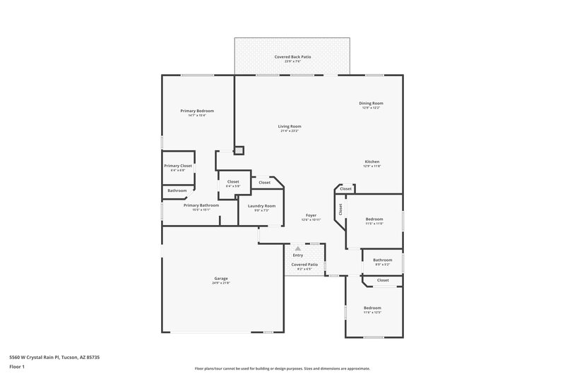1,835/Mo, 5560 W Crystal Rain Pl Tucson, AZ 85735 Floor Plan View