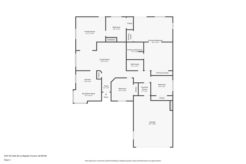 2,070/Mo, 3101 W Calle de la Bajada Tucson, AZ 85746 Floor Plan View