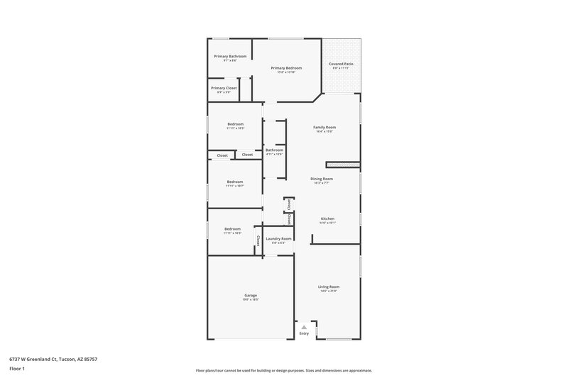 1,765/Mo, 6737 W Greenland Ct Tucson, AZ 85757 Floor Plan View