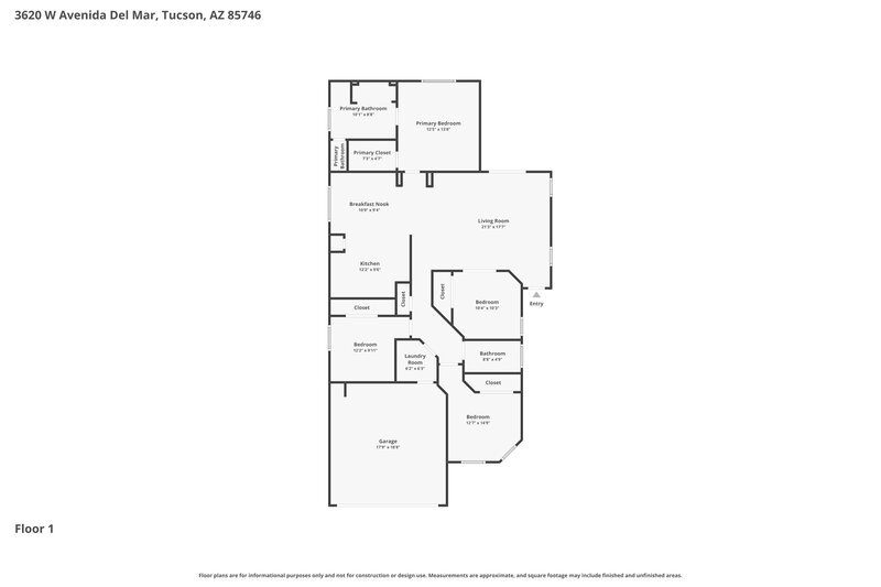 1,860/Mo, 3620 W Avenida del Mar Tucson, AZ 85746 Floor Plan View