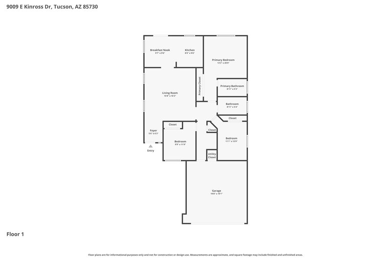1,715/Mo, 9009 E Kinross Dr Tucson, AZ 85730 Floor Plan View