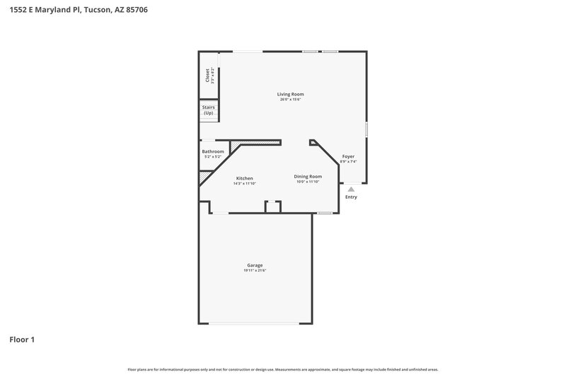 1,870/Mo, 1552 E Maryland Place Tucson, AZ 85706 Floor Plan View