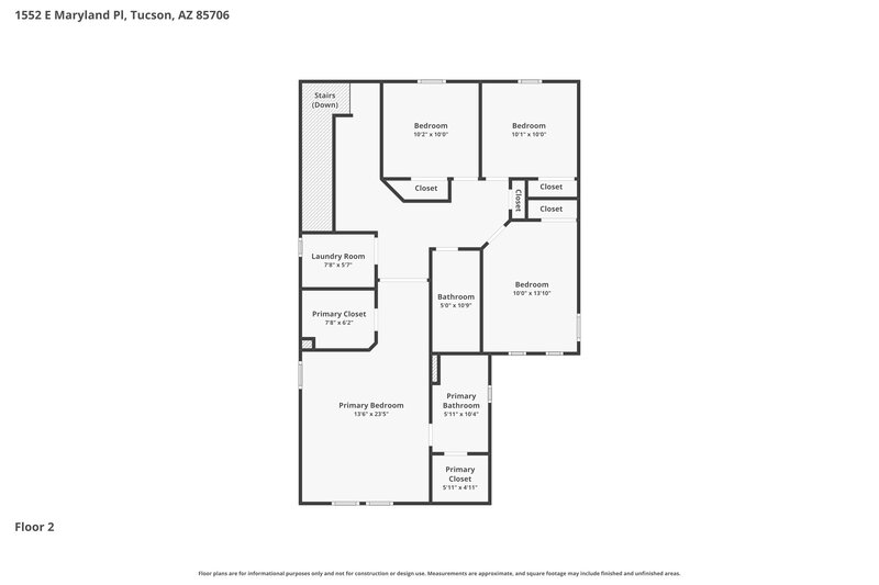 1,870/Mo, 1552 E Maryland Place Tucson, AZ 85706 Floor Plan View 2