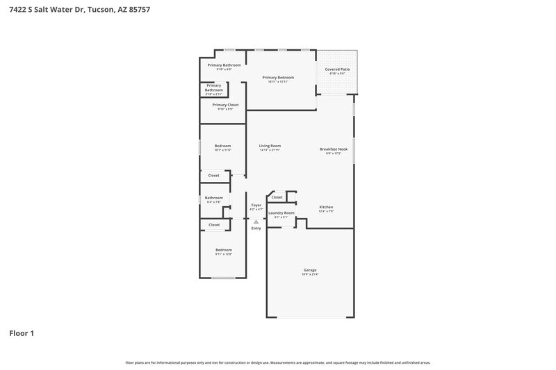 1,630/Mo, 7422 S Salt Water Dr Tucson, AZ 85757 Floor Plan View
