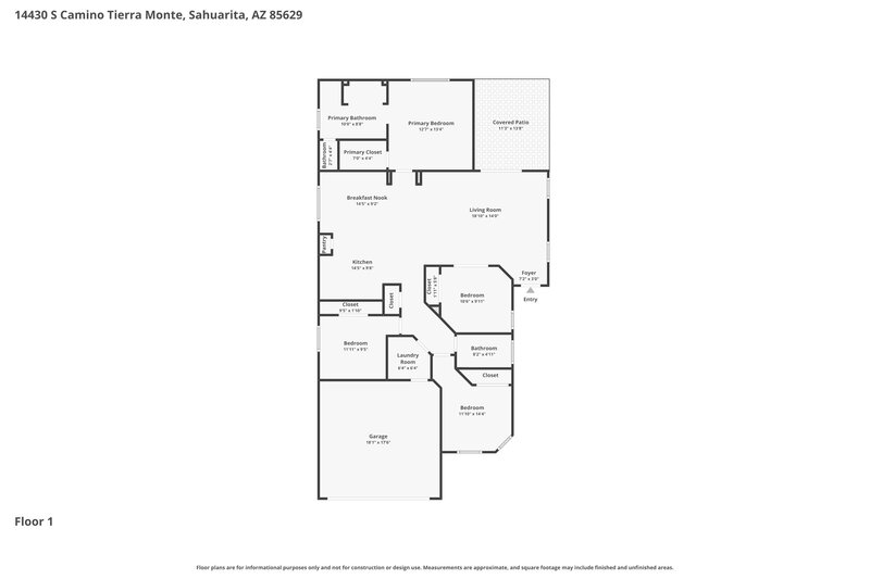 1,775/Mo, 14430 S Camino Tierra Monte Sahuarita, AZ 85629 Floor Plan View