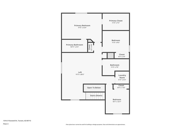 1,735/Mo, 1316 S Flaxseed Dr Tucson, AZ 85713 Floor Plan View 2