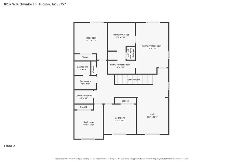 2,260/Mo, 8237 W Kittiwake Ln Tucson, AZ 85757 Floor Plan View 2