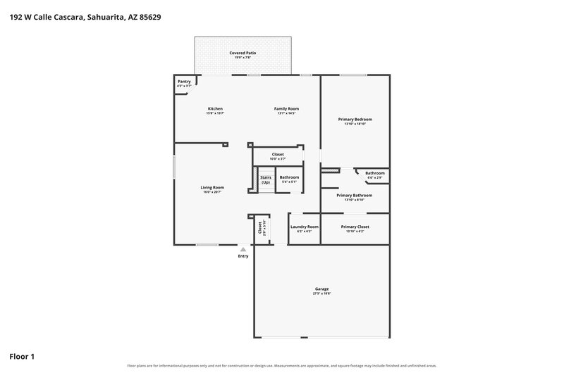 2,560/Mo, 192 W Calle Cascara Sahuarita, AZ 85629 Floor Plan View