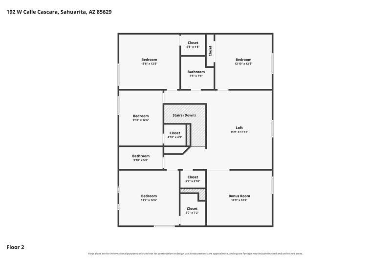 2,560/Mo, 192 W Calle Cascara Sahuarita, AZ 85629 Floor Plan View 2