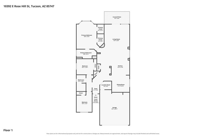1,980/Mo, 10392 E Rose Hill St Tucson, AZ 85747 Floor Plan View