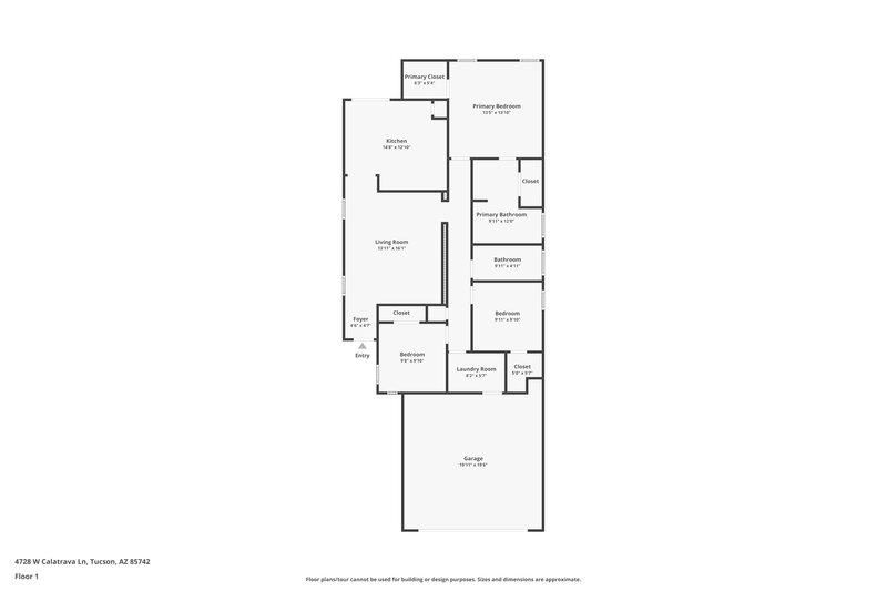 1,715/Mo, 4728 W Calatrava Ln Tucson, AZ 85742 Floorplan View