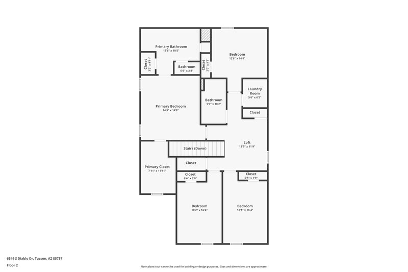 1,735/Mo, 6549 S Diablo Dr Tucson, AZ 85757 Floor Plan View 2