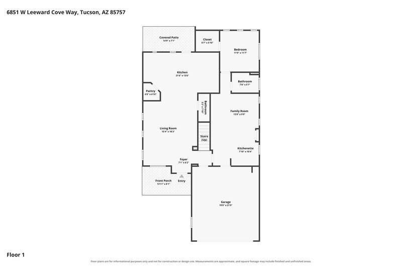 2,255/Mo, 6851 W Leeward Cove Way Tucson, AZ 85757 Floor Plan View