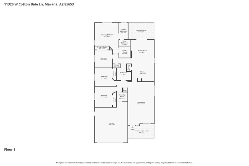 2,480/Mo, 11320 W Cotton Bale Ln Marana, AZ 85653 Floor Plan View
