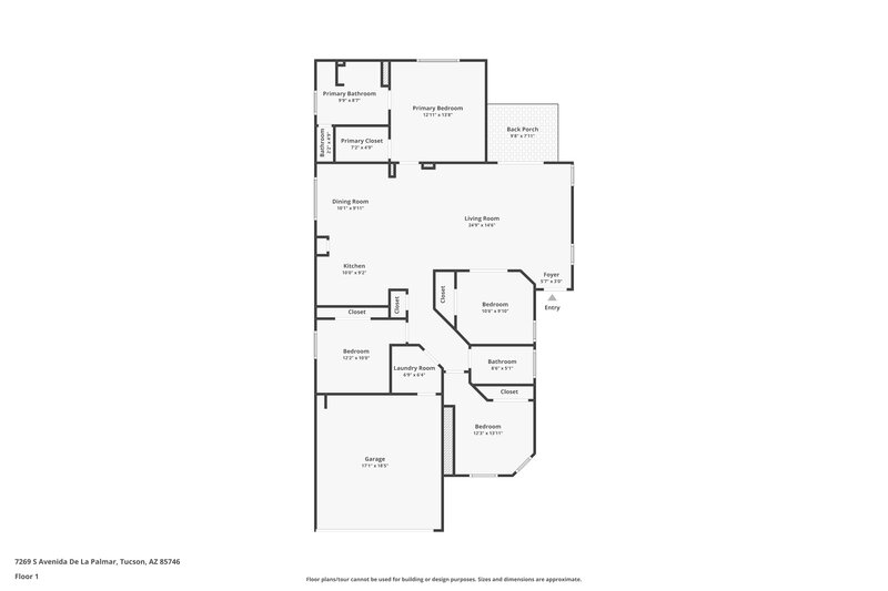 1,830/Mo, 7269 S Avenida de la Palmar Tucson, AZ 85746 Floor Plan View