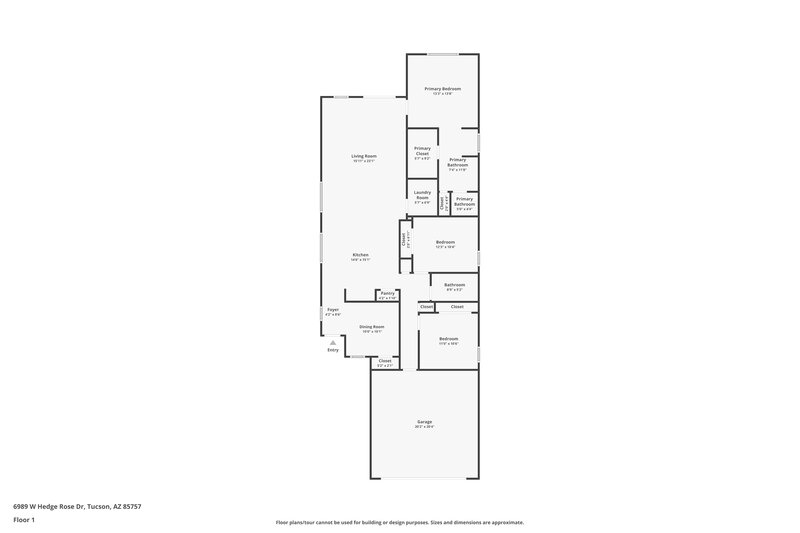1,695/Mo, 6989 W Hedge Rose Drive Tucson, AZ 85757 Floor Plan View