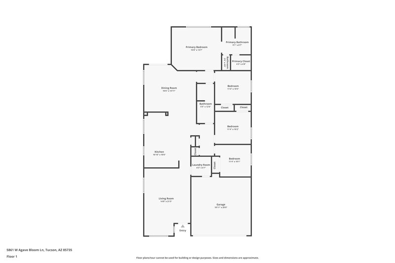 2,045/Mo, 5861 W Agave Bloom Ln Tucson, AZ 85735 Floor Plan View