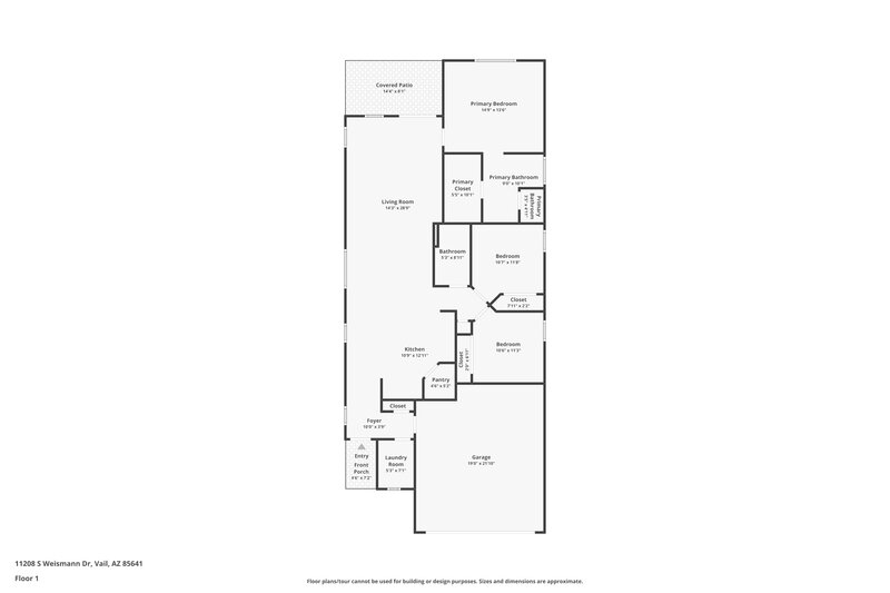 1,675/Mo, 11208 S Weismann Dr Vail, AZ 85641 Floor Plan View