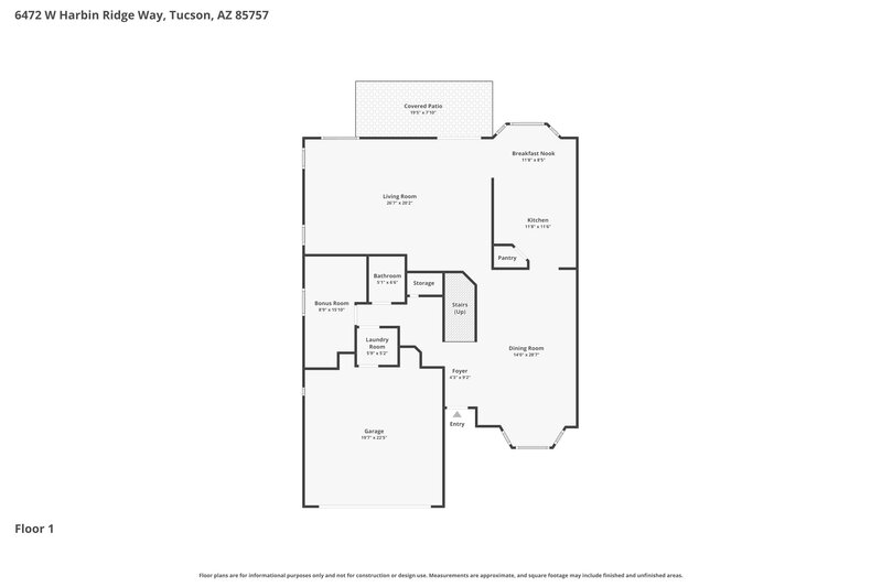 2,405/Mo, 6472 W Harbin Ridge Way Tucson, AZ 85757 Floorplan View