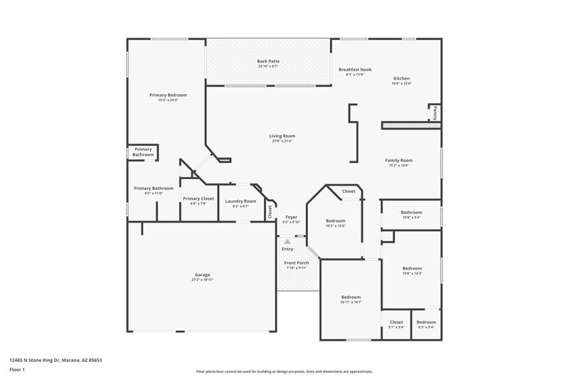2,085/Mo, 12465 N Stone Ring Dr Marana, AZ 85653 Floor Plan View