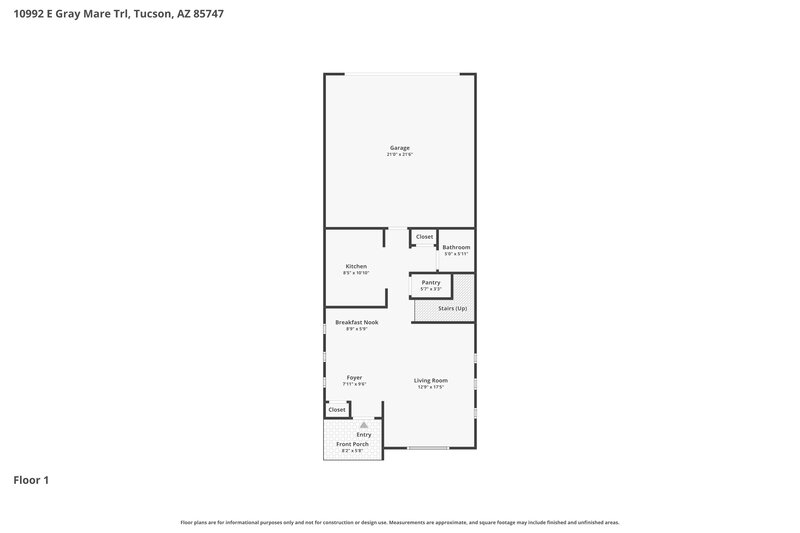 1,890/Mo, 10992 E Gray Mare Trl Tucson, AZ 85747 Floor Plan View