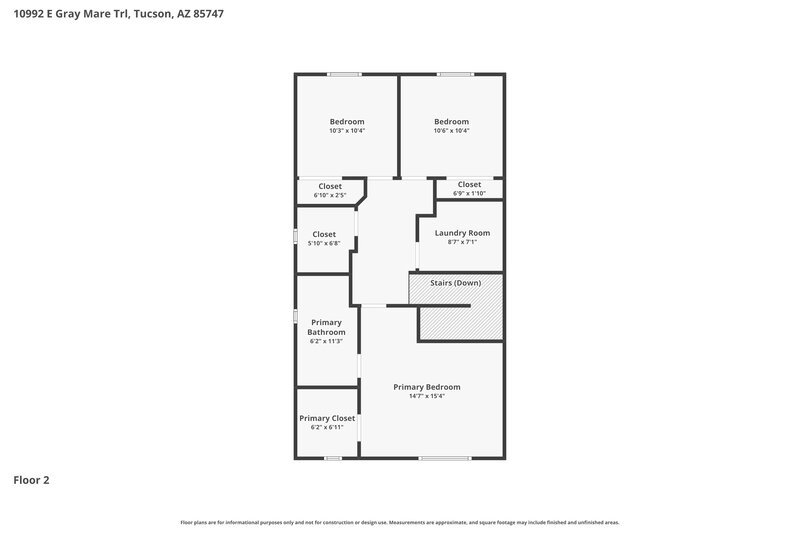 1,890/Mo, 10992 E Gray Mare Trl Tucson, AZ 85747 Floor Plan View 2