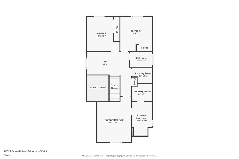 1,605/Mo, 14352 S Camino El Galan Sahuarita, AZ 85629 Floor Plan View 2
