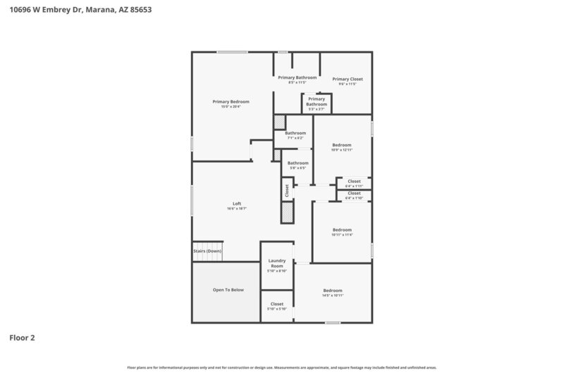 2,500/Mo, 10696 W Embrey Dr Marana, AZ 85653 Floorplan View 2