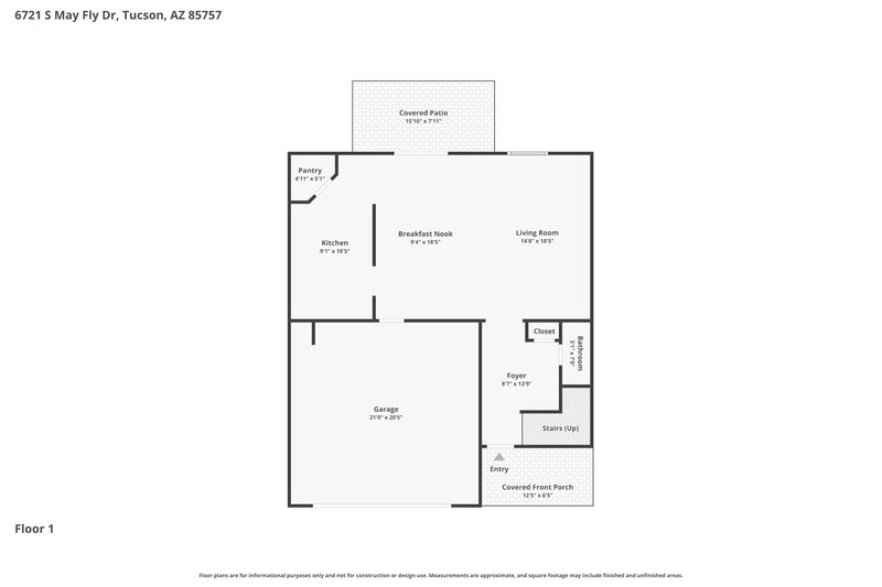 2,420/Mo, 6721 S May Fly Dr Tucson, AZ 85757 Floor Plan View
