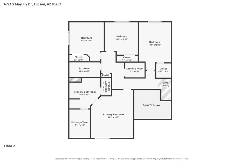 2,420/Mo, 6721 S May Fly Dr Tucson, AZ 85757 Floor Plan View 2