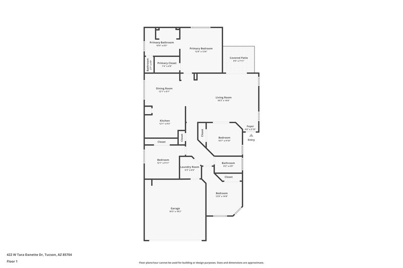 1,795/Mo, 422 W Tara Danette Dr Tucson, AZ 85704 Floor Plan View