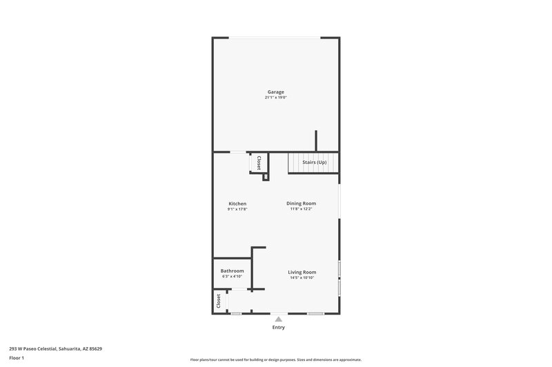 1,670/Mo, 293 W Paseo Celestial Sahuarita, AZ 85629 Floor Plan View 2