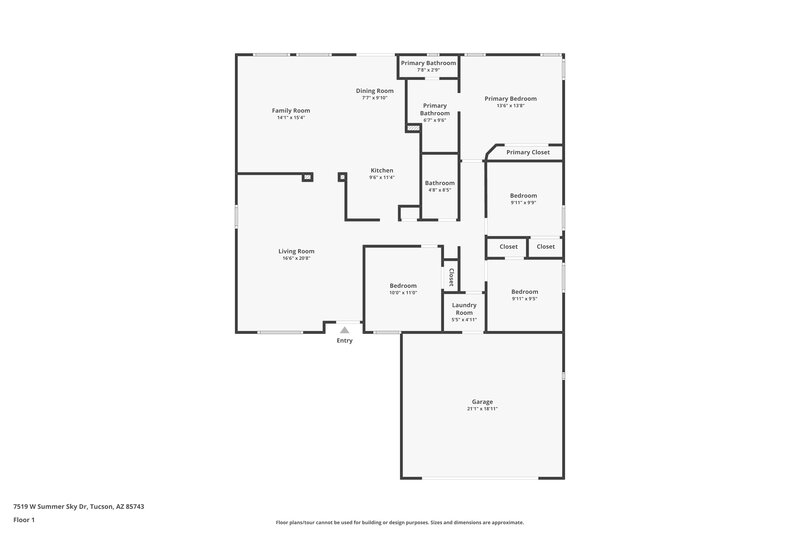 2,115/Mo, 7519 W Summer Sky Dr Tucson, AZ 85743 Floor Plan View