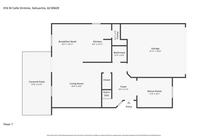1,885/Mo, 816 W Calle Ormino Sahuarita, AZ 85629 Floorplan View